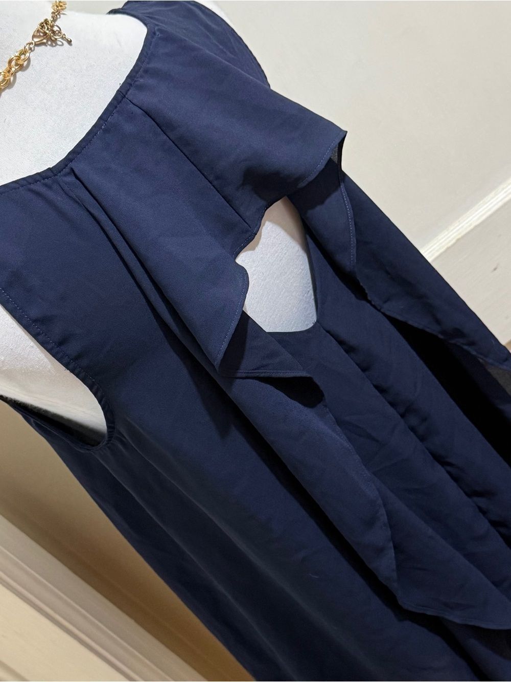 Bwear Navy Tank with feminine ruffle back design